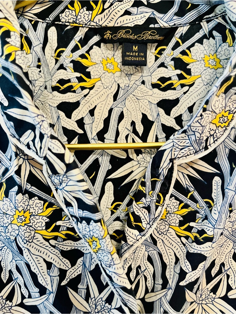 Brooks Brothers Floral Botanical Pajama Set Navy Blue Yellow M - Picture 3 of 16